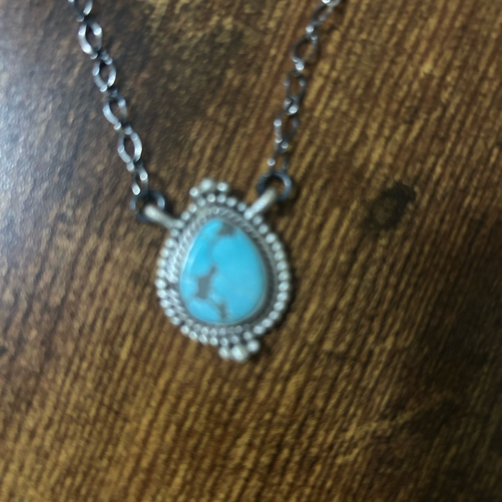 Number 8 Turquoise Pendant Necklace Sterling Silver New
